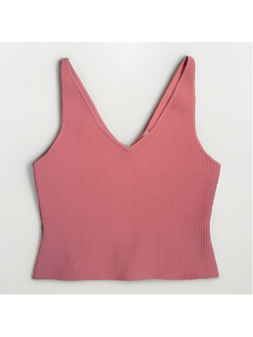 Aritzia Babaton Sculpt Knit V-Neck Tank Coral Pink - Size XL